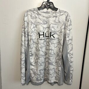 Huk Gray and White Camo Long Sleeve Shirt